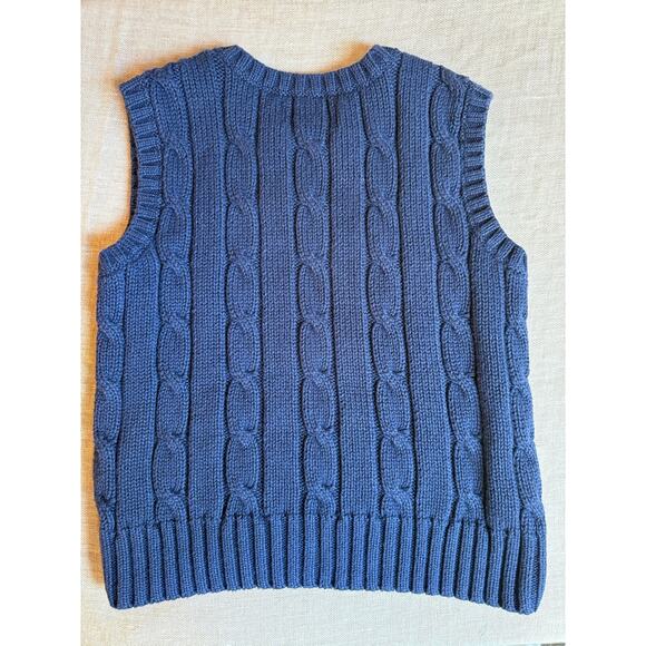 Chaps Navy Blue Cotton V-neck Cable Knit Sweater Vest Size 24 months - Picture 2 of 3
